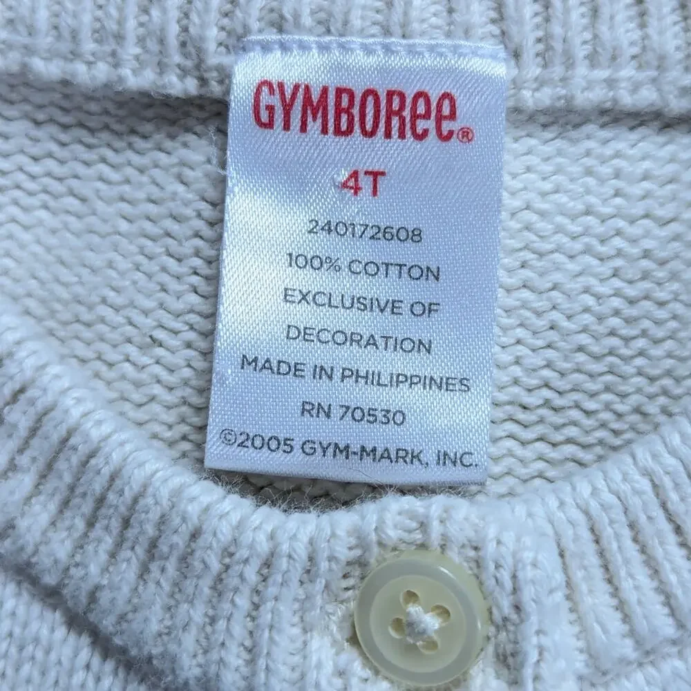 Gymboree Girls 4T Embroidered Fox Floral Cream Button Down Cardigan Sweater